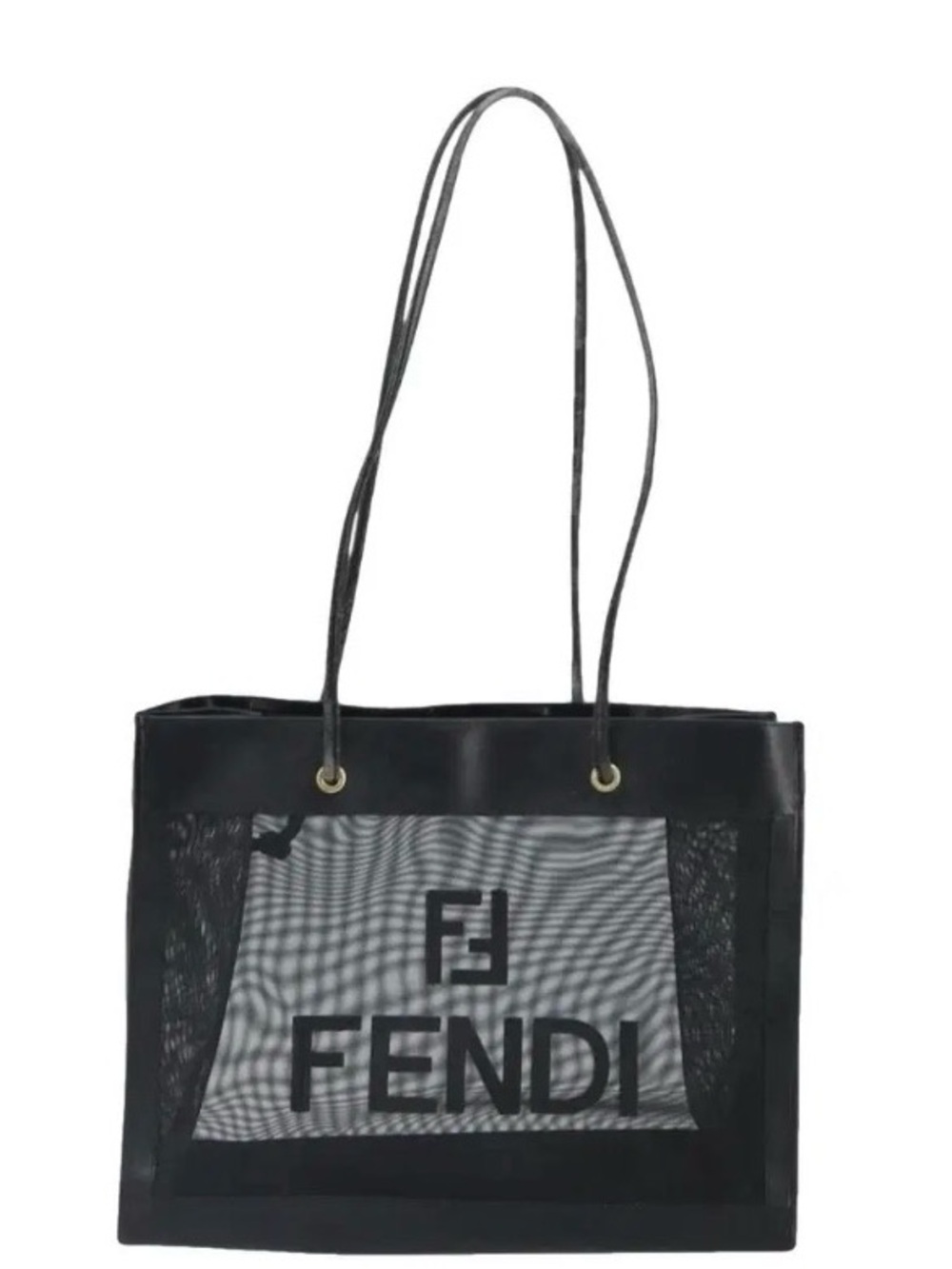 Fendi Black Mesh Logo Tote